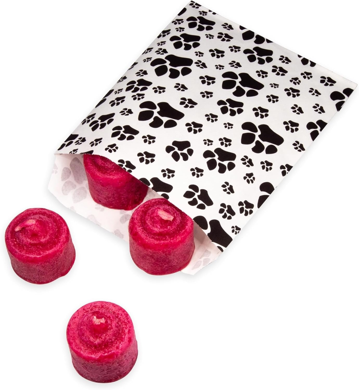 100 Quantity 5” x 7” Flat White Paw Print Decorative Bags - for Sales Merchandise/Candy/Cookies/Party Favors/Pens/Gifts