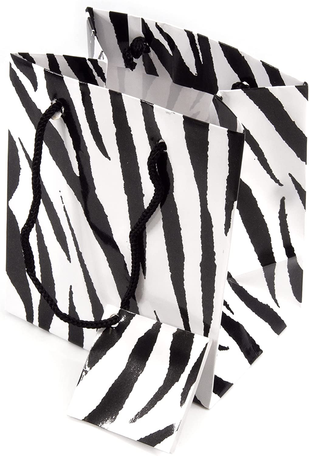 N’icePackaging – 10 Qty – Zebra Paper Tote Gift Bags (3in x 2in x 3.5in) – For Birthdays/Holidays/Parties/Gifts/Sales/Showers/Special Occasions – 4 Sizes