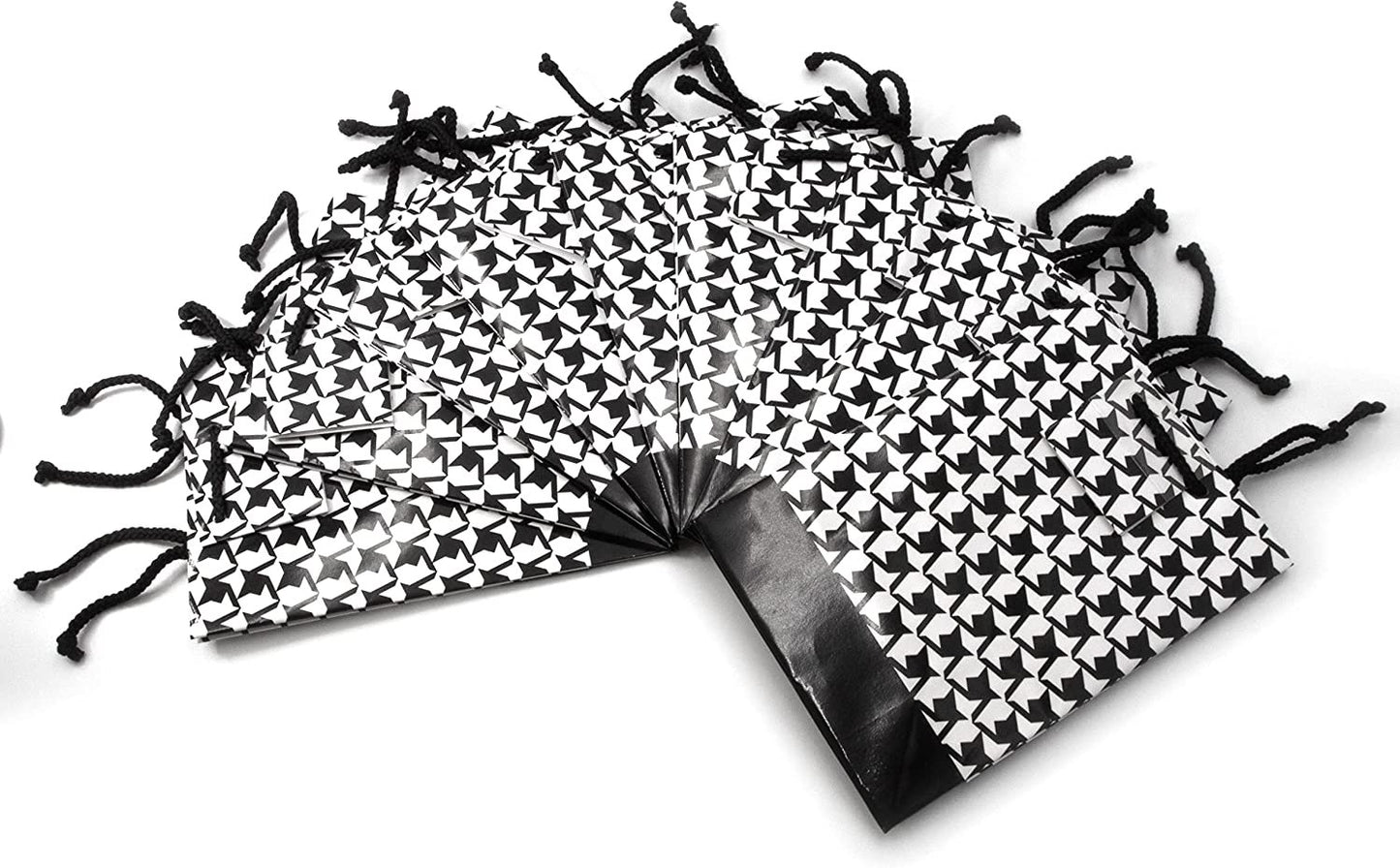 N’icePackaging – 10 Qty – Houndstooth Paper Tote Gift Bags (4in x 2.75in x 4.5in) – For Birthdays/Holidays/Parties/Gifts/Sales/Showers/Special Occasions – 4 Sizes