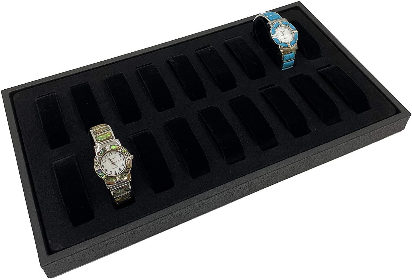 18 Slot Watch & Bangle Display Tray w/Removable Collars - For Sales/Storage/Travel/Organization/Display