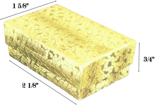 N'icePackaging - 20 Qty Gold Textured Imported Cotton Filled Cufflink Jewelry Boxes - for Large Rings/Cufflinks/Earrings/Lockets & Keepsakes - 2 5/8" x 1 1/2" x 1"