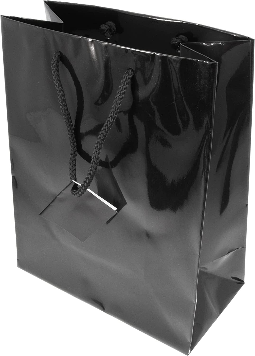 N’icePackaging – 10 Qty – Glossy Black Paper Tote Gift Bags – For Birthdays/Holidays/Parties/Gifts/Sales/Showers/Special Occasions – 4 Sizes