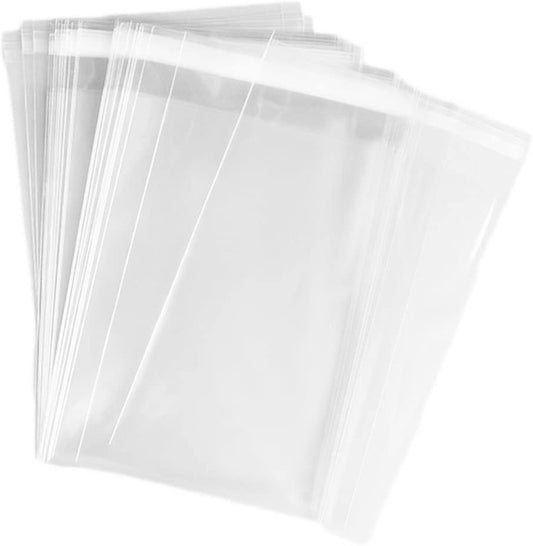 Clear Cello Bags Adhesive 2 mil Self Sealing OPP Plastic Gift Bags for Clothing T-shirt Storage Envelope Gift Cellophane Wrap with Knurling Edges (9" x 14" (1.4 Mil Thick))