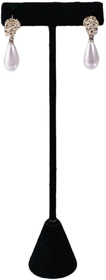 6 Qty Black Velvet 6.75" High Free-Standing Earring T-Stand Display w/ weighted base