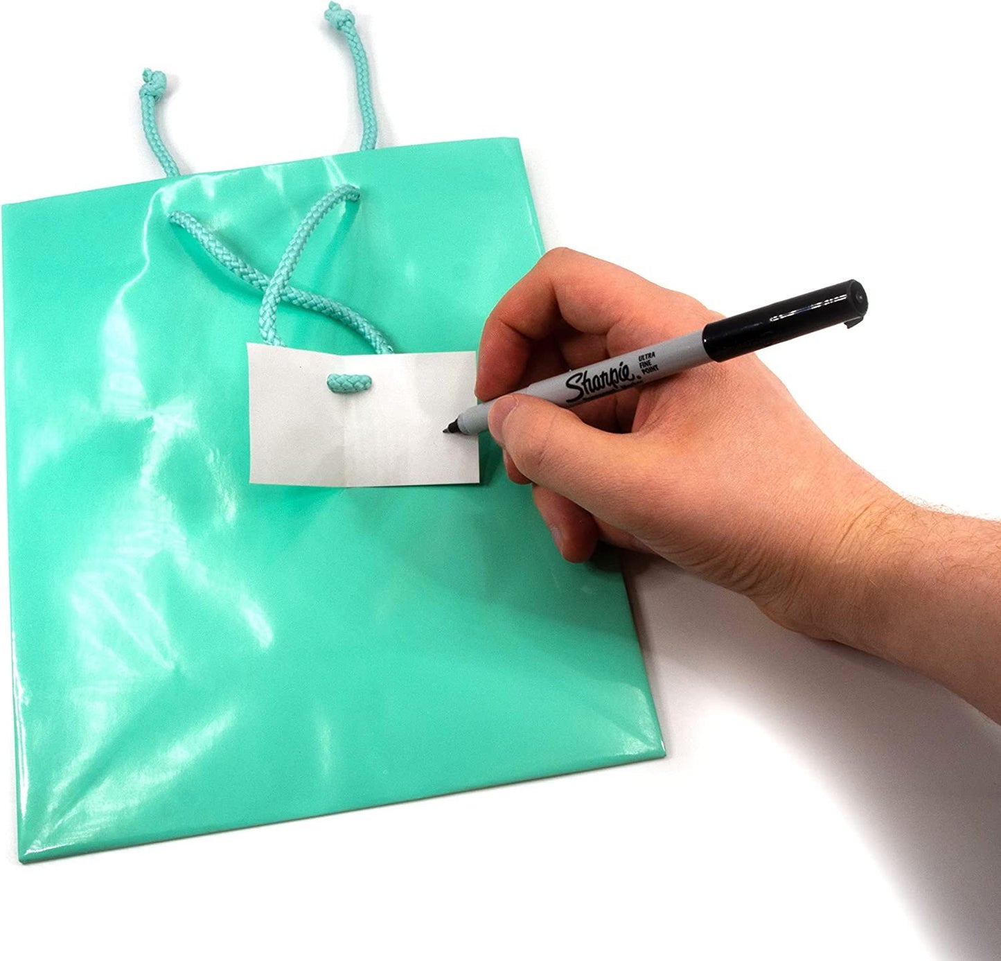 N’icePackaging – 10 Qty – Glossy Teal-Blue Paper Tote Gift Bags (4in x 2.75in x 4.5in) – For Birthdays/Holidays/Parties/Gifts/Sales/Showers/Special Occasions – 4 Sizes