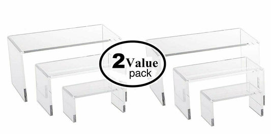 2 Sets, 3 Piece Acrylic Riser Set. (Medium Rectangle - 6 Pieces)