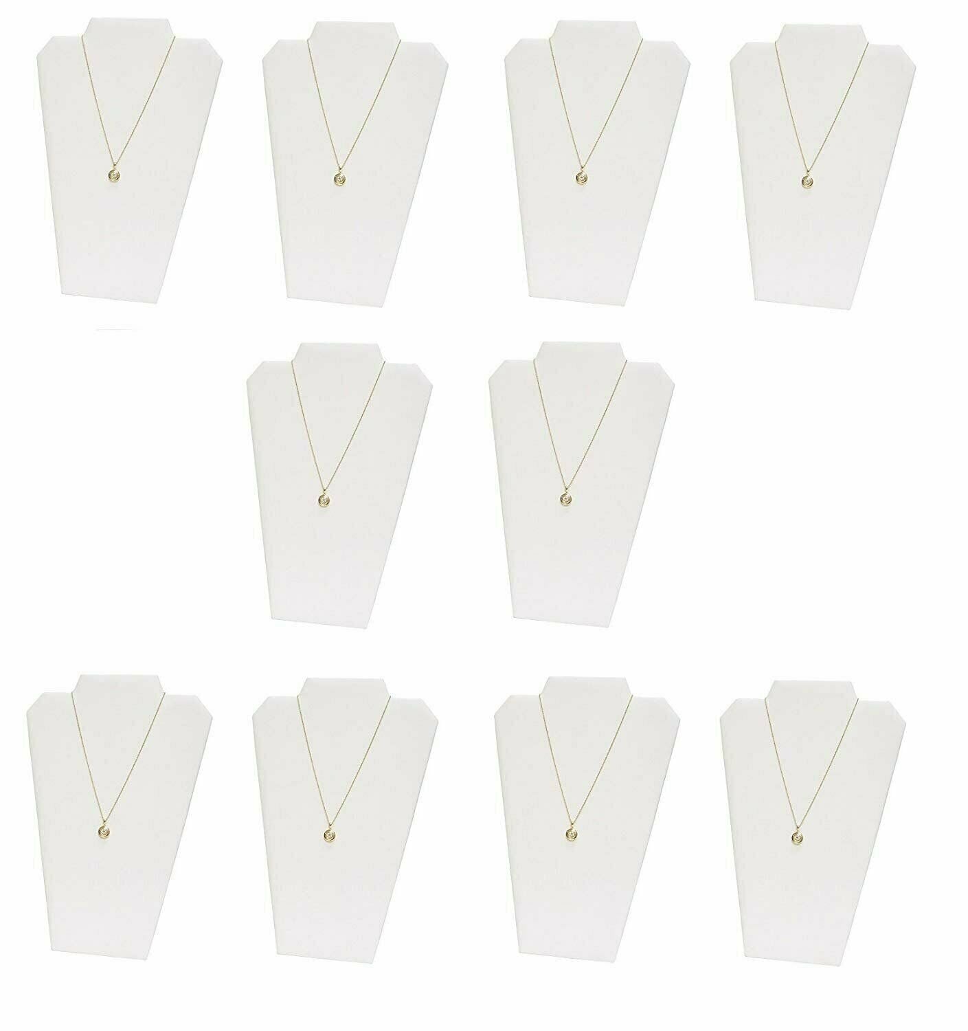 10-Pack White Leatherette Value Series Necklace Display Stand with Easel