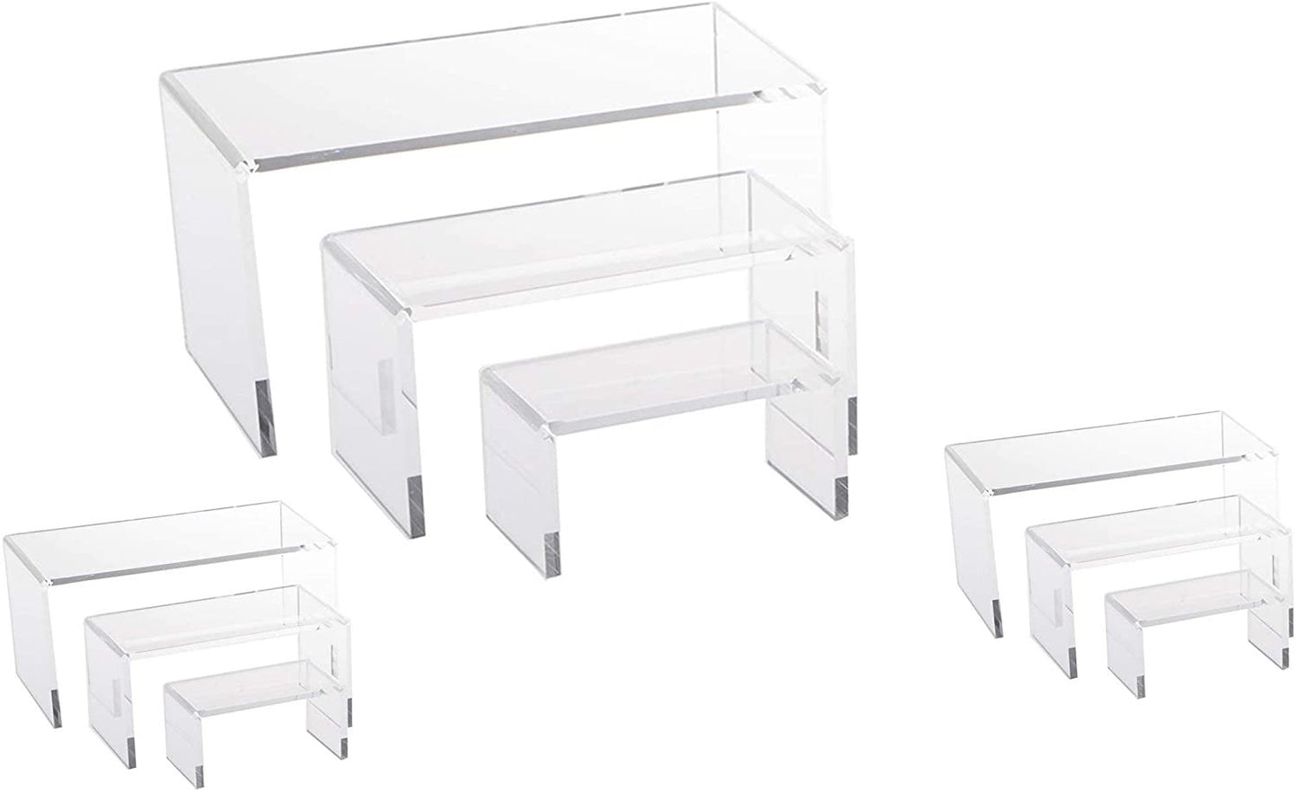 N'icePackaging 9 Piece Set - Clear Acrylic Display Risers, Acrylic Clear Riser Set