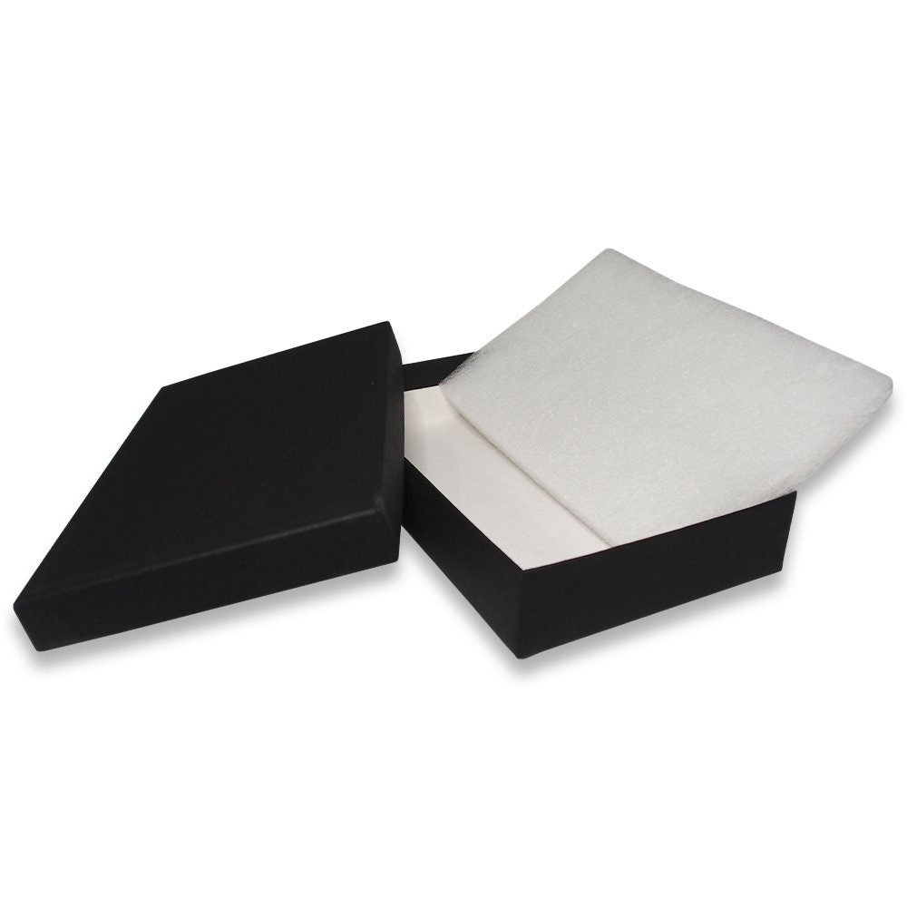 N'icePackaging – USA-Made Matte Black Cotton Filled Gift Boxes - for Pendants/Necklaces/Large Earrings - 5 3/8" x 3 7/8" x 1"