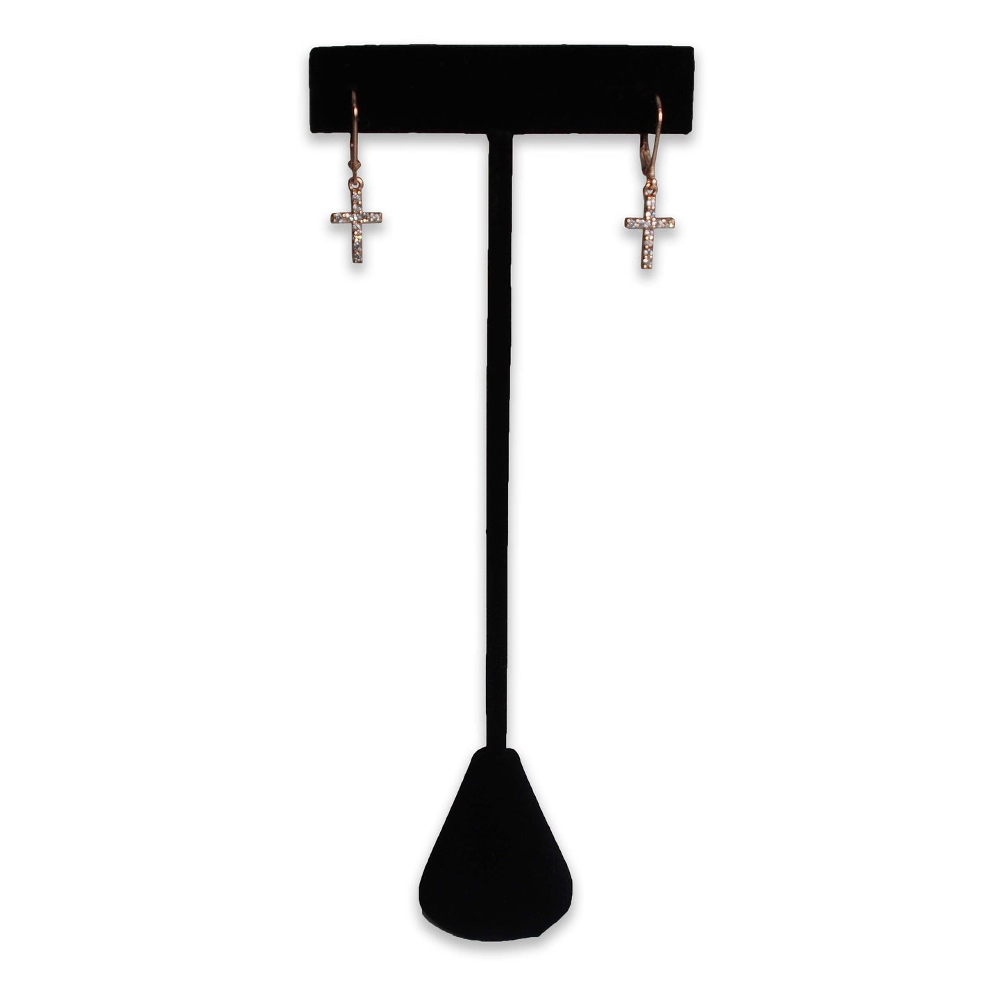 6 Qty Black Velvet 6.75" High Free-Standing Earring T-Stand Display w/ weighted base, T Shape Holder for Tradeshow, Home...