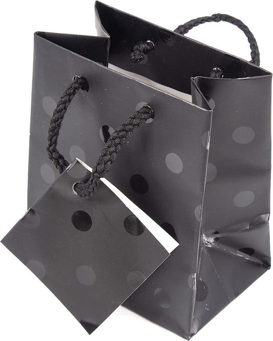 N’icePackaging – 10 Qty – Black Polka-Dot Paper Tote Gift Bags – For Birthdays/Holidays/Parties/Gifts/Sales/Showers/Special Occasions – 4 Sizes