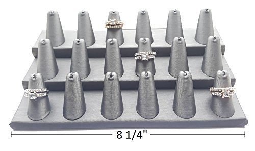 Gun Metal Leatherette 18 Finger Showcase Finger Ring Display Finger Multi-Ring Jewelry Stand