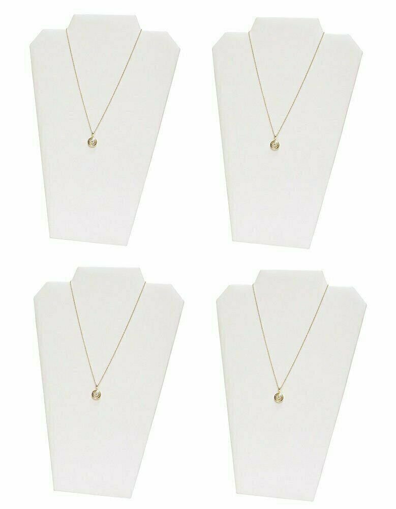 4-Pack White Leatherette Value Series Necklace Display Stand with Easel /...