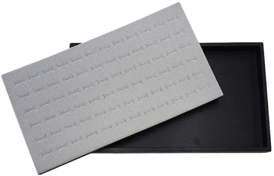 N'icePackaging 1 Qty Black Plastic Jewelry Tray w/Royal Grey 72 Ct Ring Foam Insert Companion - Full Size 14.75 x 8.38 x1