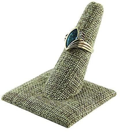 5-Pack Burlap Fabric, Single Finger (2"x2"x2.25"H) Showcase Finger Ring Display Multi-Ring Jewelry Stand