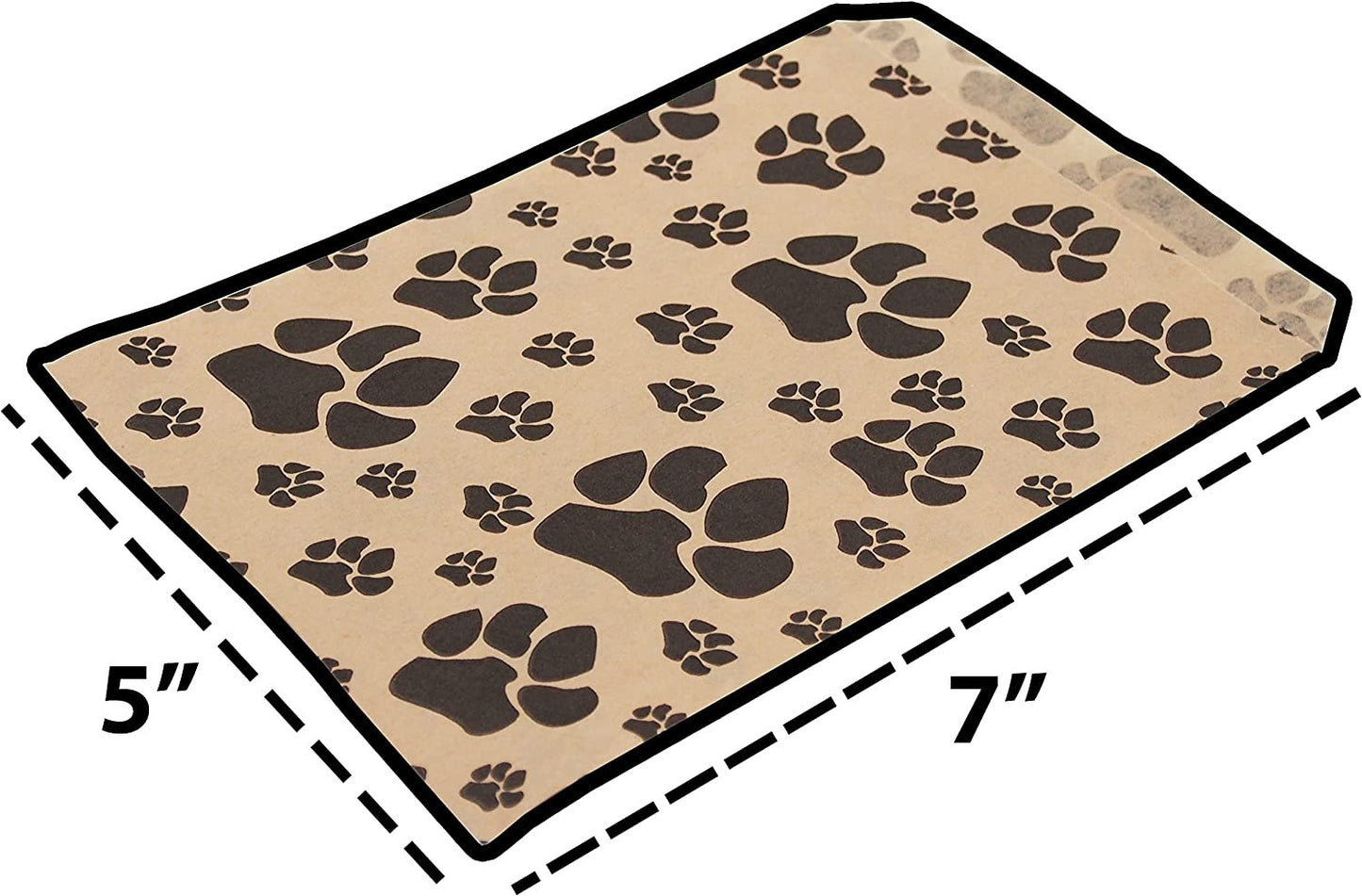 20 White or Brown Bags of our Decorative Flat Paper Gift Bags - Paw-Print Pattern for Sales/Treats/Parties Cookies/Gifts