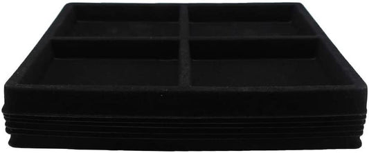 N'icePackaging - 4 Slot (3 3/8" x 2 7/8") Flocked Storage Tray Inserts - for Merchandise Jewelry & Organization - 6 3/4" x 7 5/8" x 1/2"