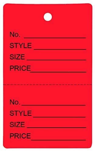 N'icePackaging - 1000 Qty Unstrung Colored Price Tags w/Perforated Stub