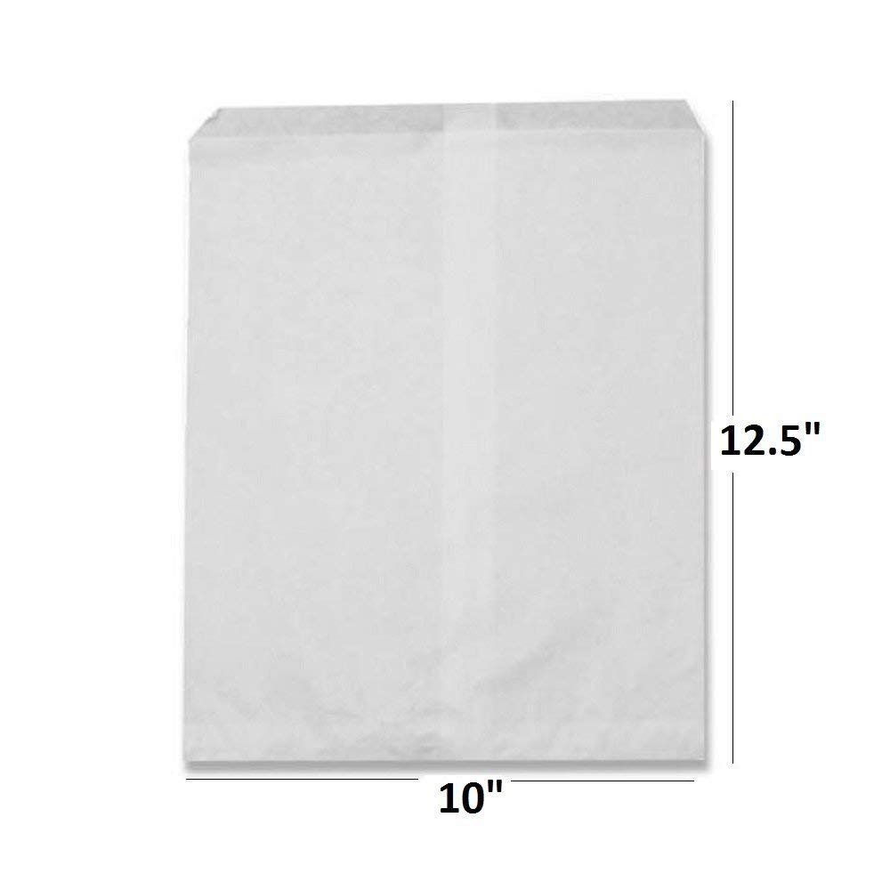 50 Bags - 10" x 12.5" Flat White Paper Bags for candy, cookies, merchandise, pens, Party favors, Gift bags (10" x 12.5", White)