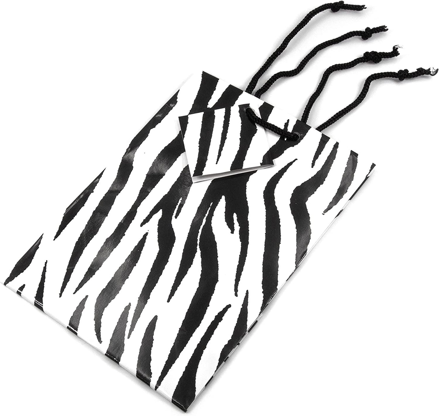 N’icePackaging – 10 Qty – Zebra Paper Tote Gift Bags (3in x 2in x 3.5in) – For Birthdays/Holidays/Parties/Gifts/Sales/Showers/Special Occasions – 4 Sizes