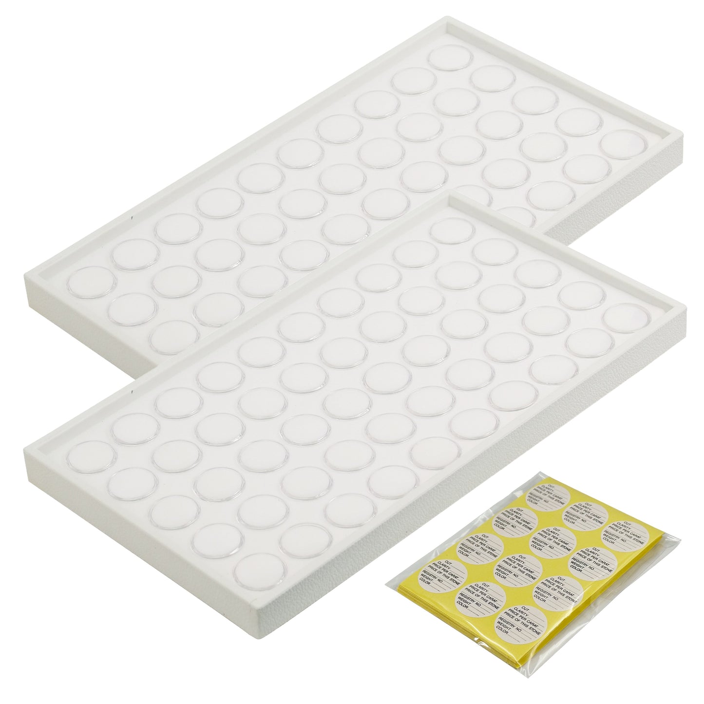 N’icePackaging – 2 Qty – 50 Gem Jar Foam Tray Insert with Matching Plastic Stackable Tray – Also Includes 250 Adhesive Gem Jar Info Labels