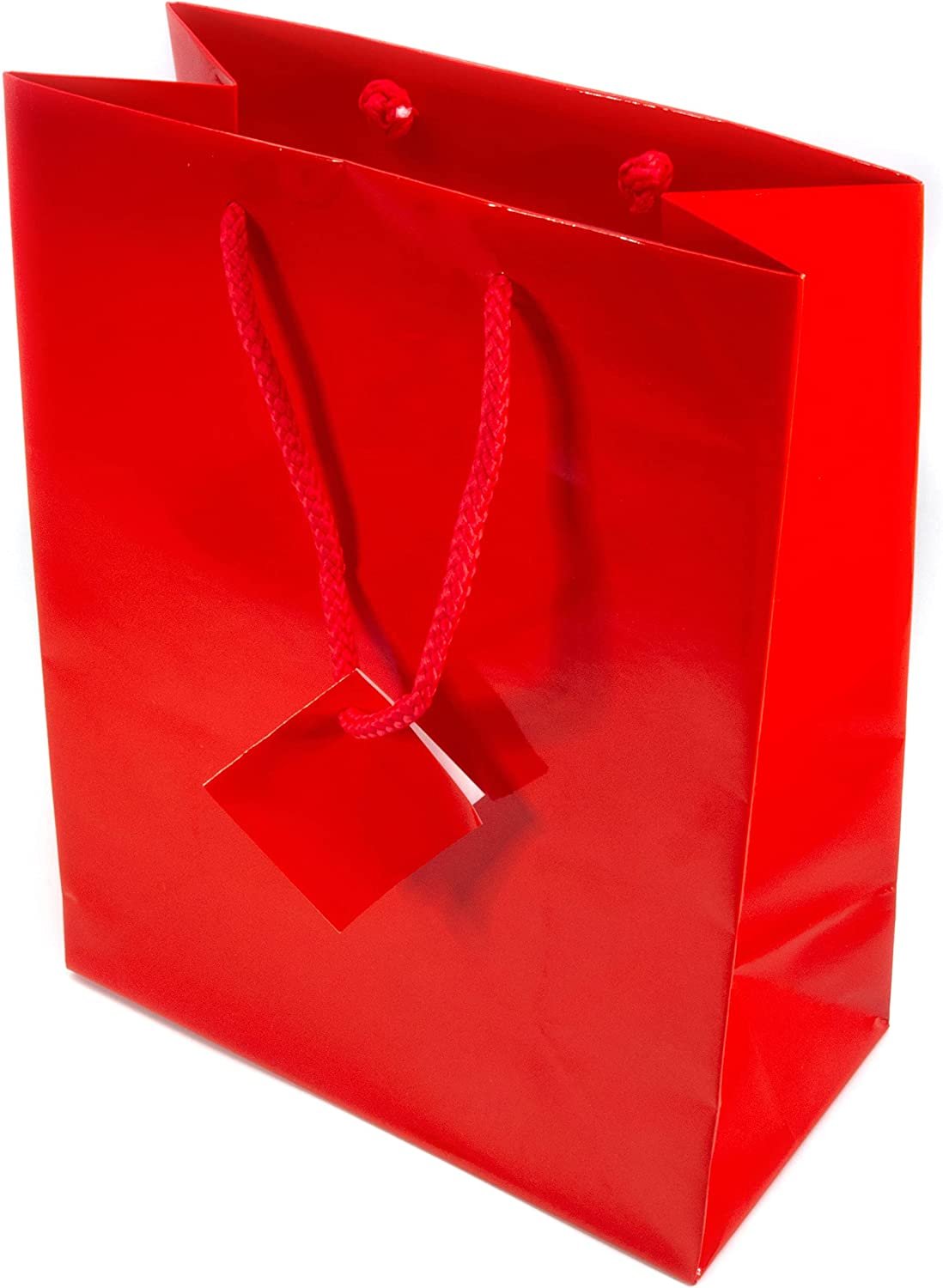 N’icePackaging – 10 Qty – Glossy Red Paper Tote Gift Bags – For Birthdays/Holidays/Parties/Gifts/Sales/Showers/Special Occasions – 4 Sizes