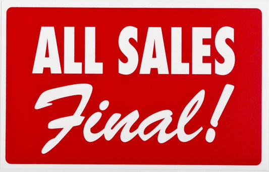 Plastic "ALL SALES Final!" Store Message Sign 11"W x 7"L